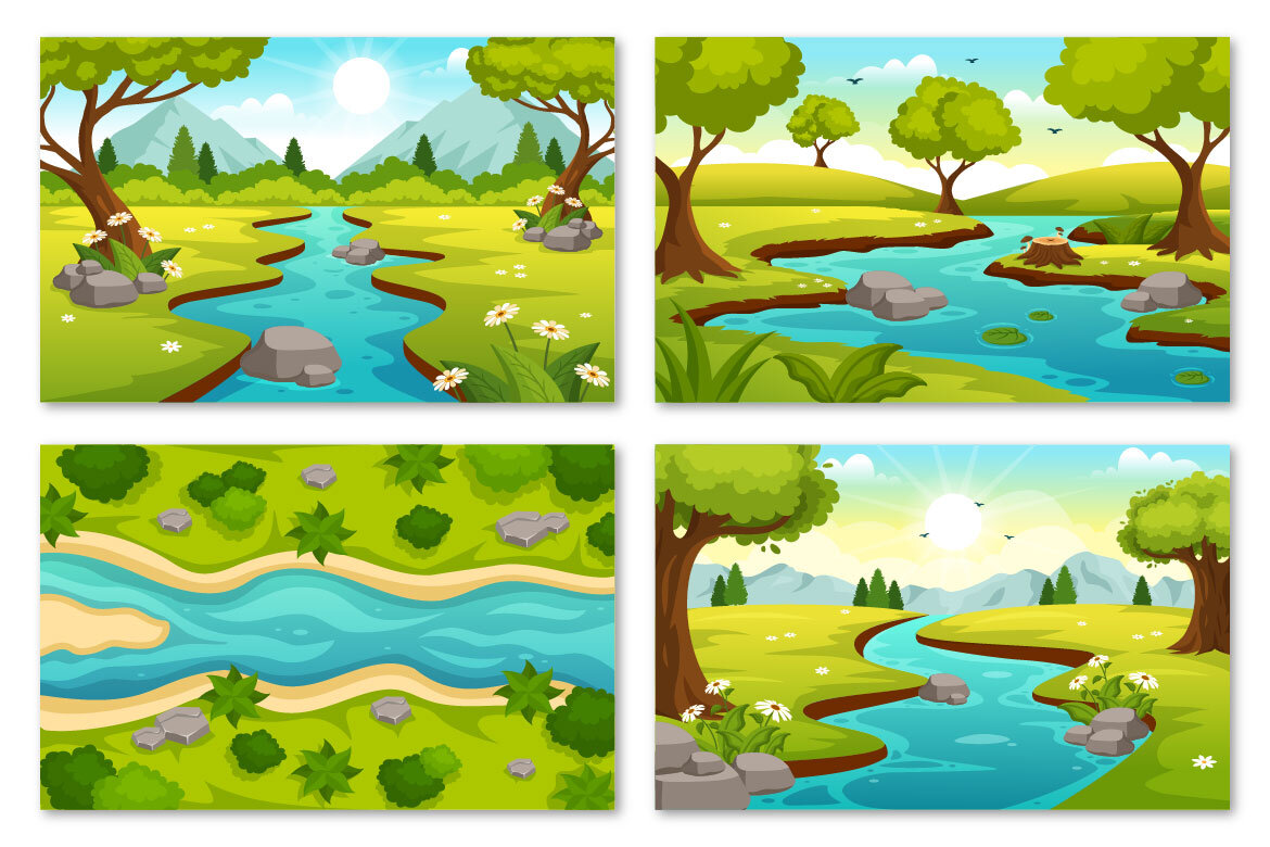 12 River Landscape FREE Illustration alternate