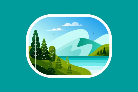 Beautiful view of the lake and the mountains on forest