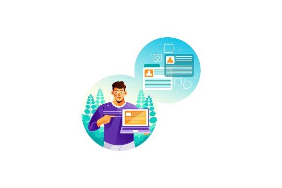 Man Shows His Work on Laptop - Free Illustration