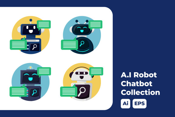 AI Robot Chatbot - Free Flat Illustration