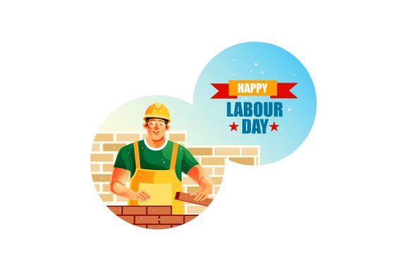 Bricklayer Happy Labour Day - Free Illustration