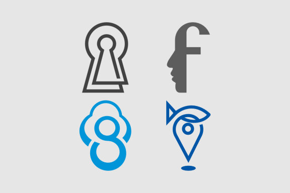 Keyhole f Face 8 cloud Fish locate - Free Logo Shapes