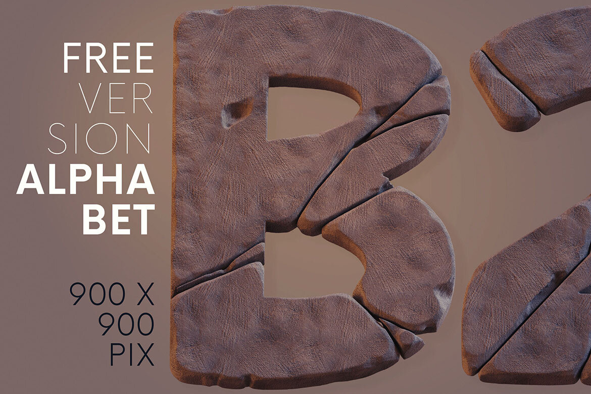 Cracked Concrete FREE 3D Alphabet alternate