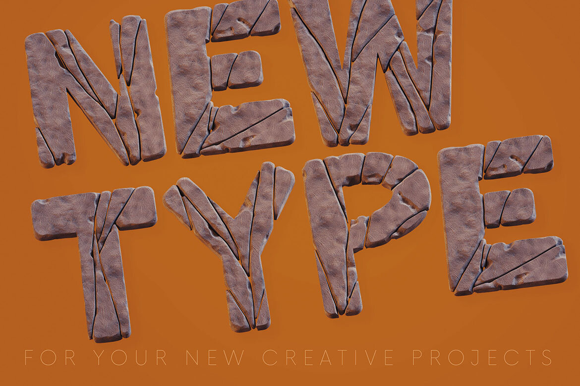 Cracked Concrete FREE 3D Alphabet - view 3