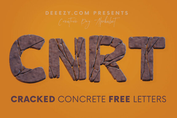 Cracked Concrete FREE 3D Alphabet