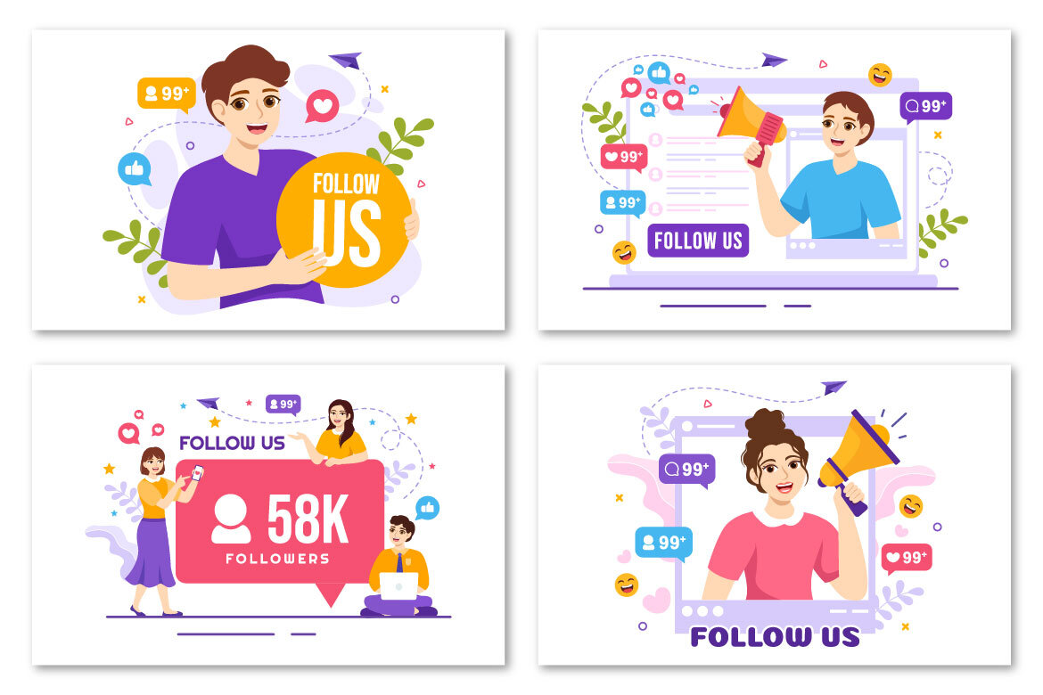 16 Follow Us and Like Free Illustrations alternate