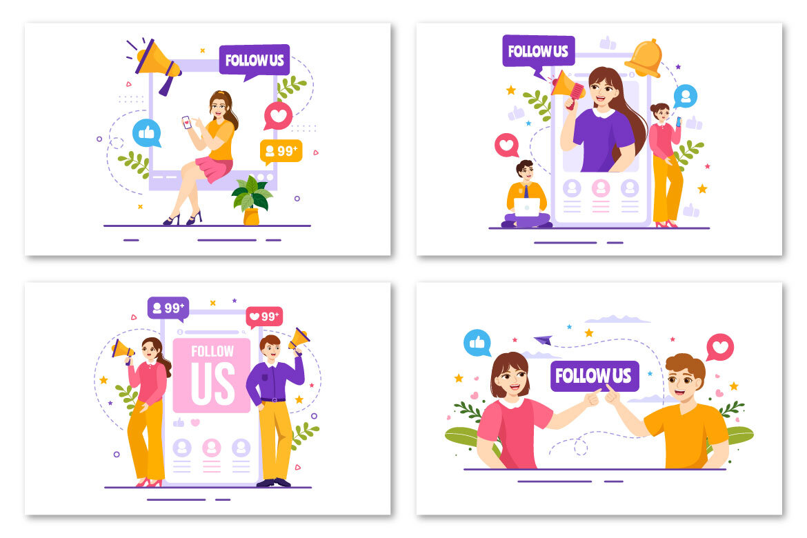 16 Follow Us and Like Free Illustrations - view 5