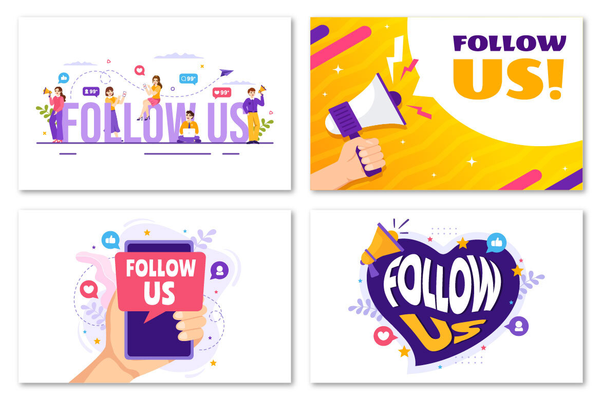  16 Follow Us and Like Free Illustrations alternate