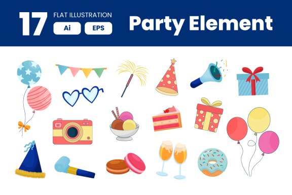 Collection of Party Element - Free Flat Illustrations