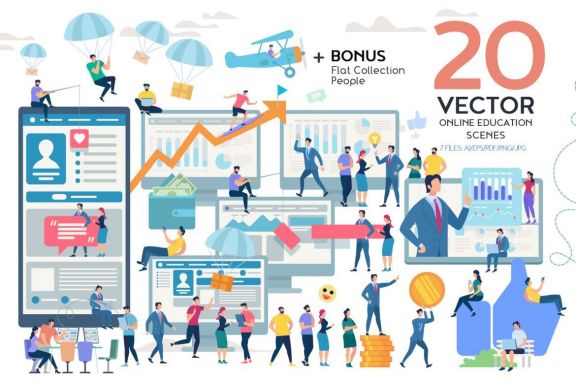 Online Education Flat Collection