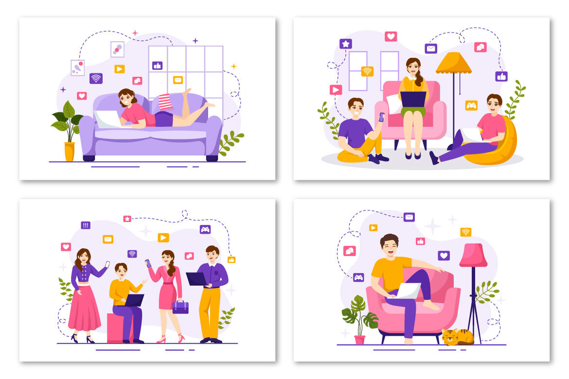 12 Internet Addiction FREE Vector Illustrations alternate