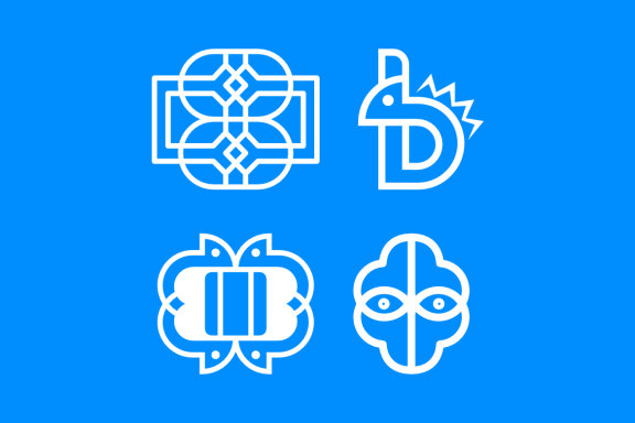 b chameleon face and ornament - Free Logo Shapes