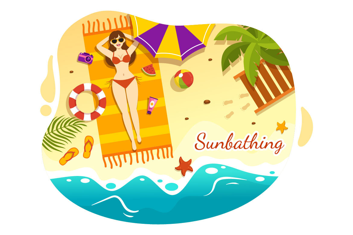 15 Sunbathing FREE Vector Illustration - view 4