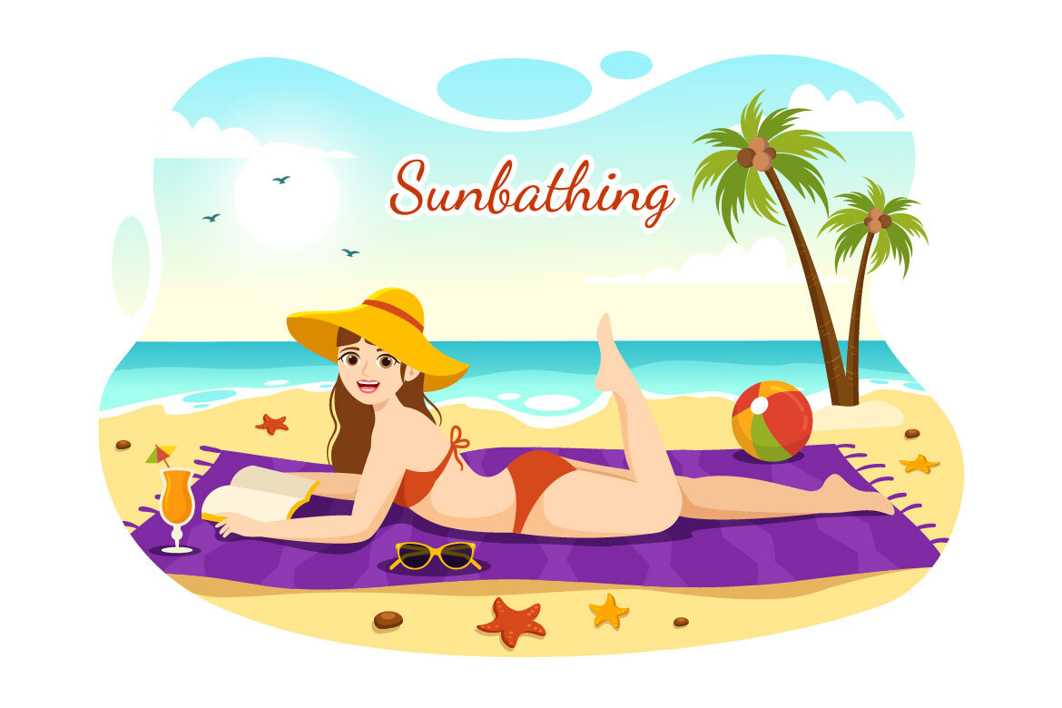 15 Sunbathing FREE Vector Illustration - view 5