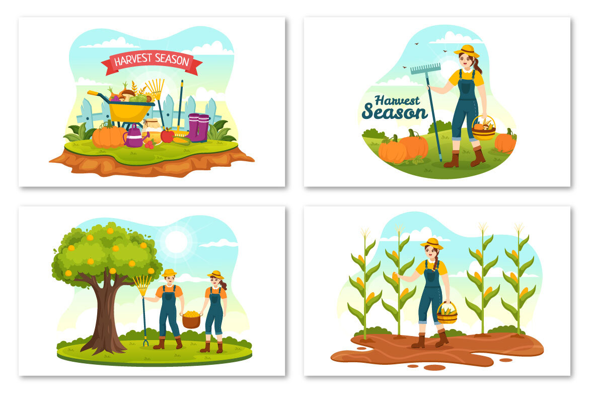 15 Harvest Season FREE Vector Illustrations - view 4