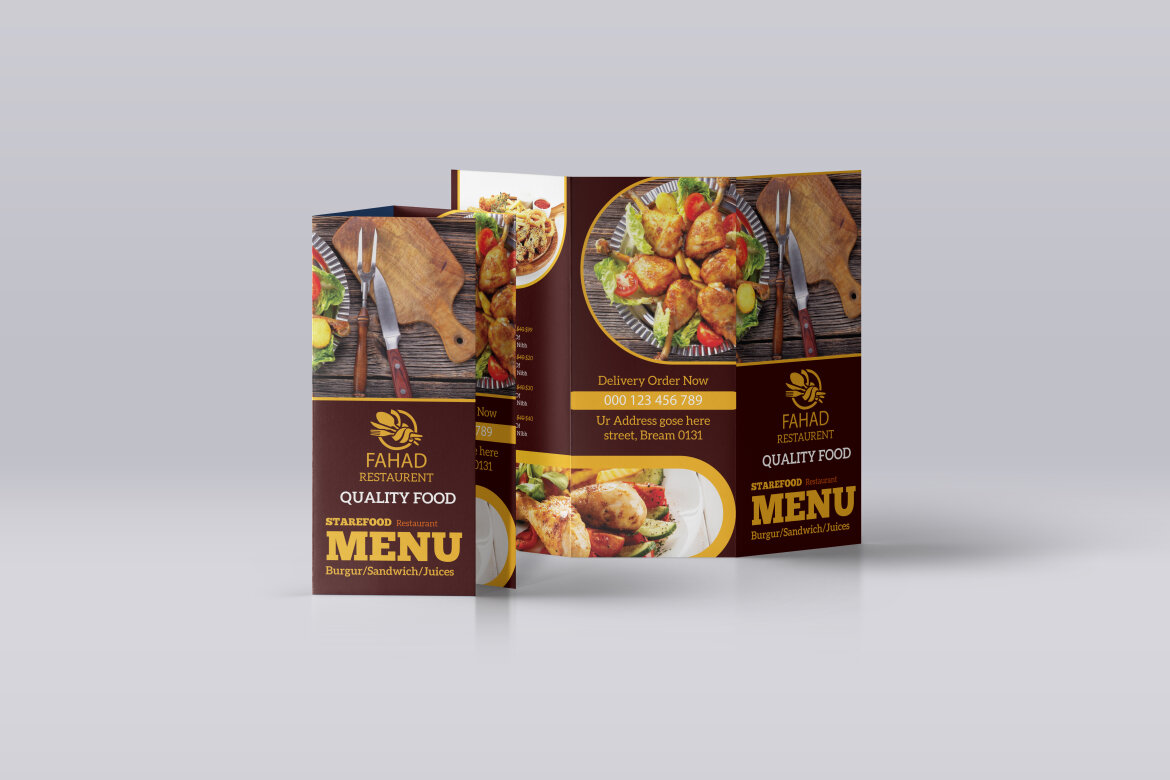 Trifold Food Menu - Free Template alternate