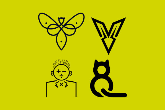 Butterfly math man cat V - Free Logo Shapes
