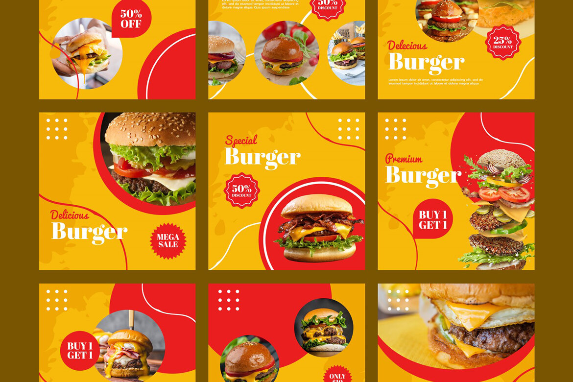 Burger - Free Instagram Post Template - view 3