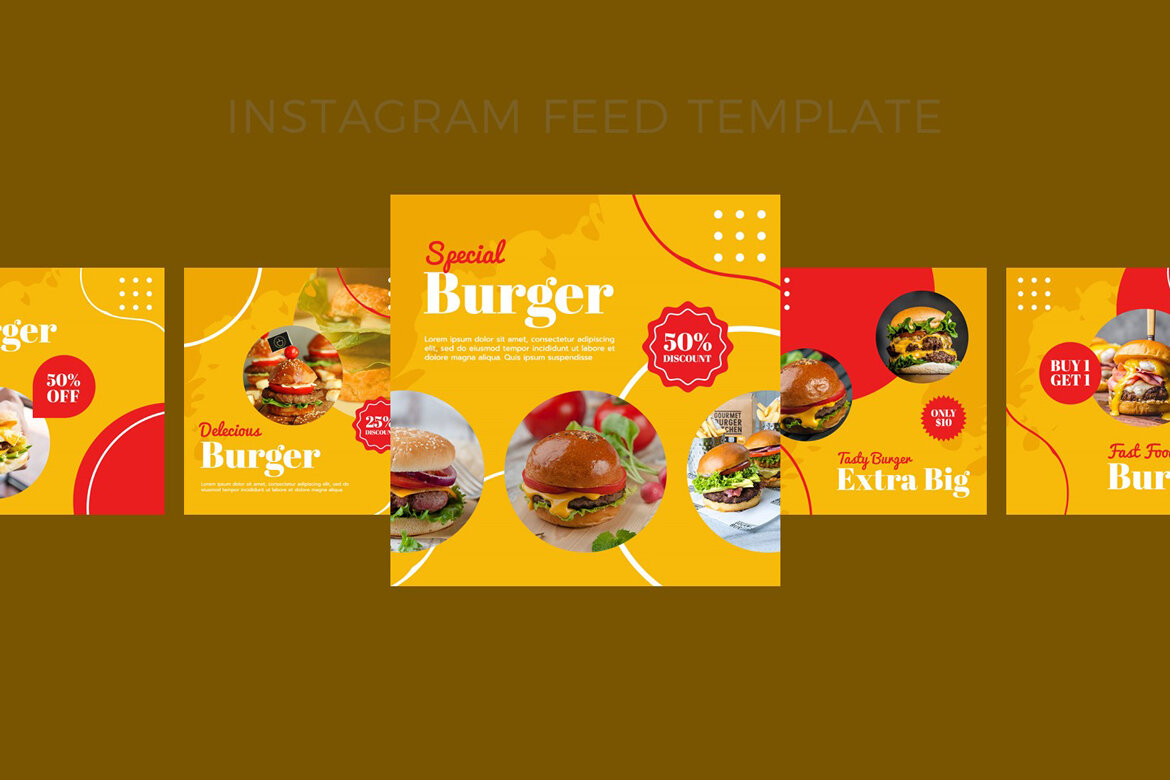 Burger - Free Instagram Post Template - view 6