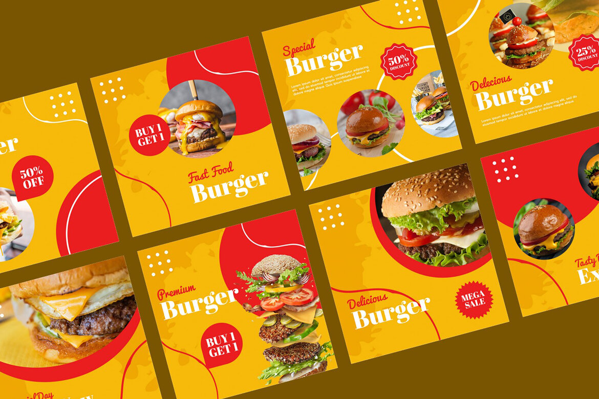 Burger - Free Instagram Post Template - view 4