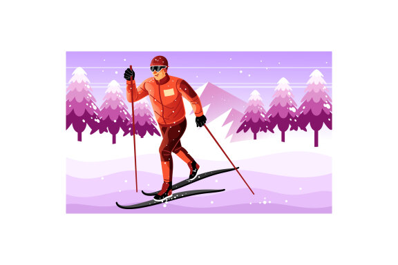 Cross Country Skiing FREE Illustration