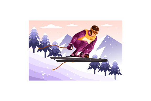 Downhill Skiing FREE Illustration
