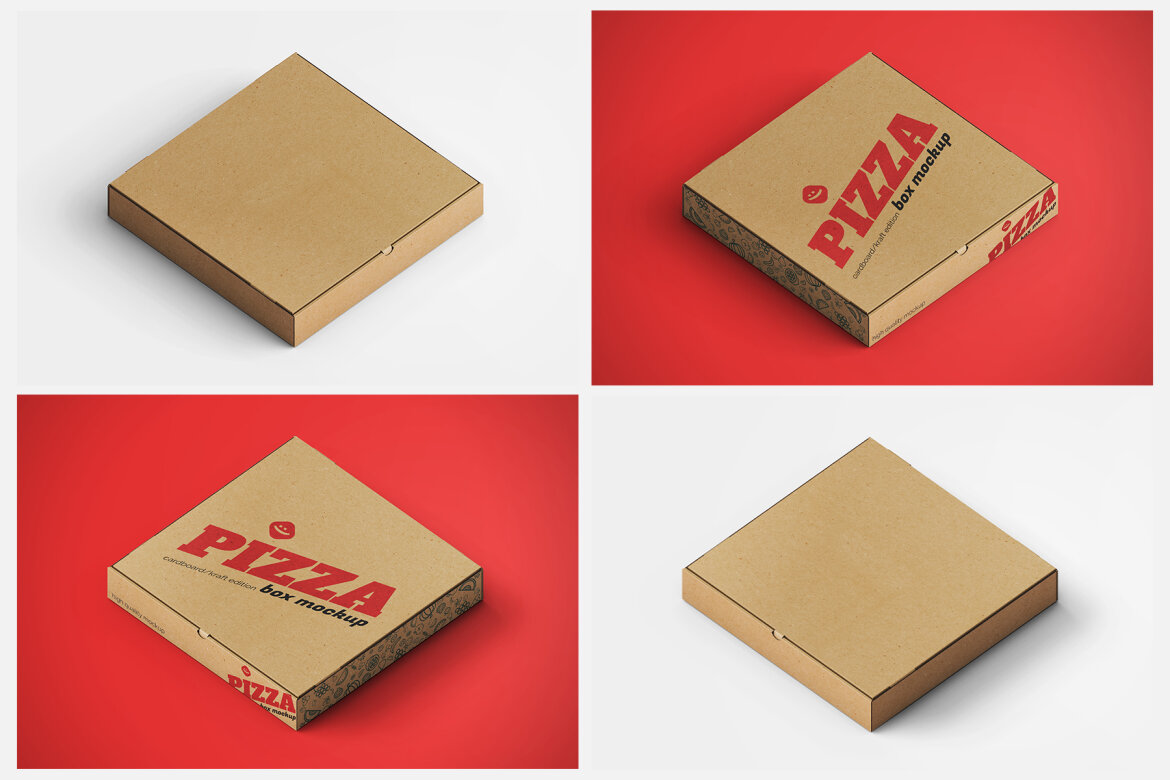Pizza Box FREE Mockup - Isometric View alternate