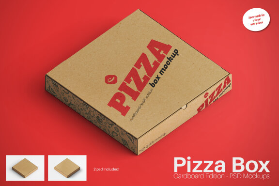 Pizza Box FREE Mockup - Isometric View