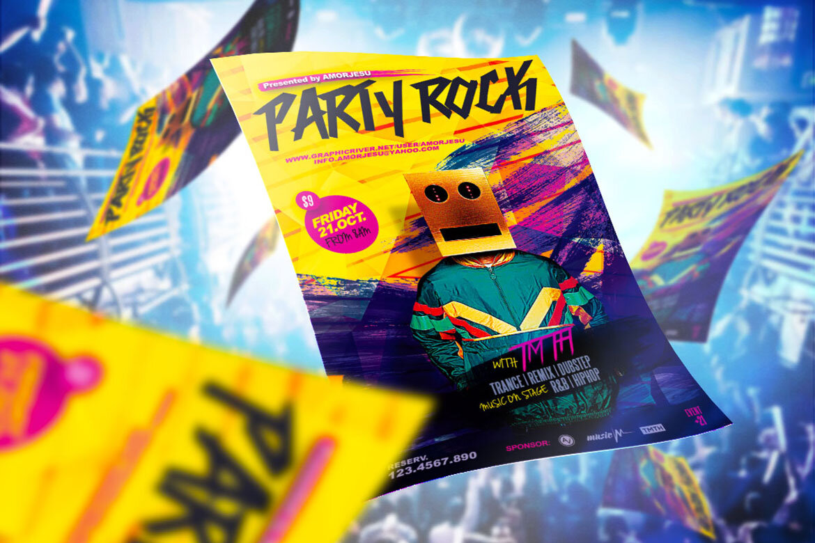 Party Rock FREE Flyer Template - view 4
