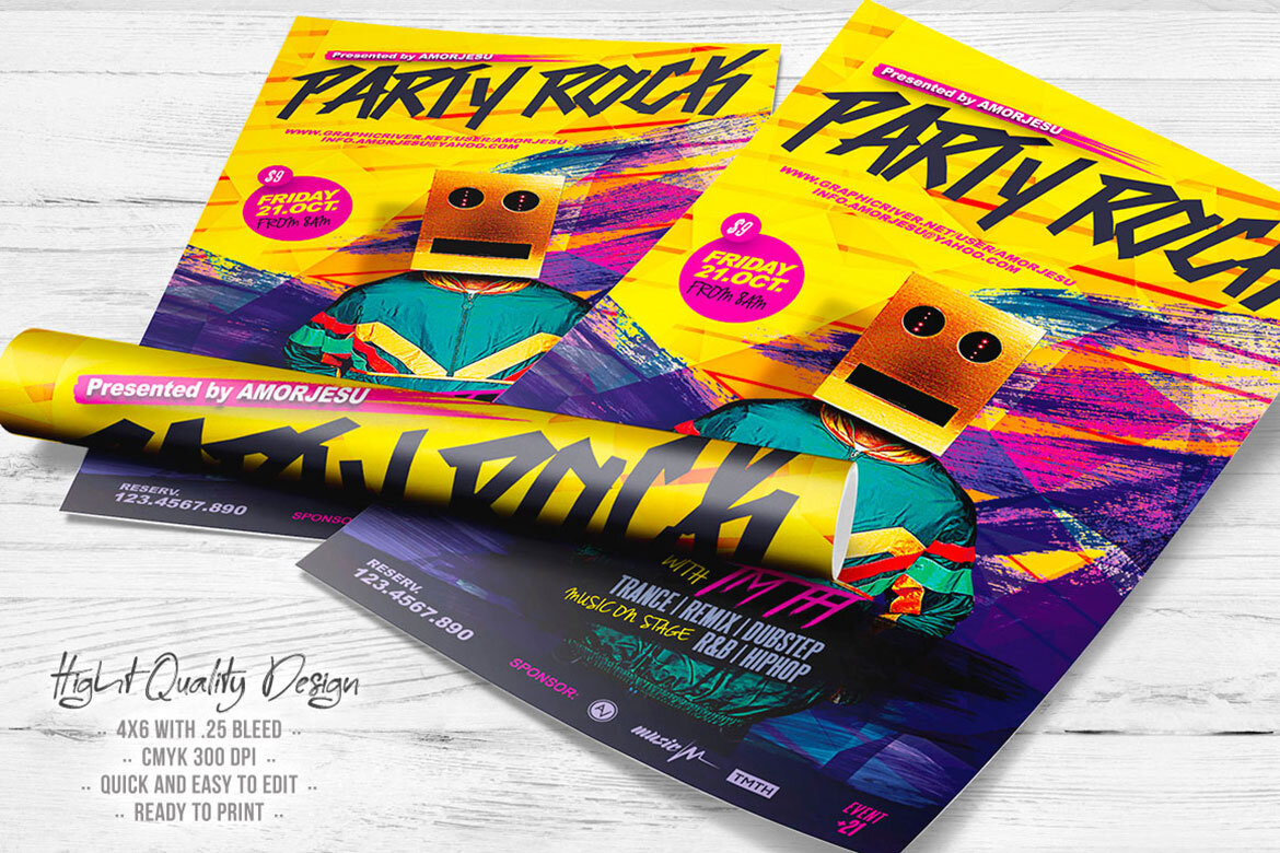 Party Rock FREE Flyer Template alt