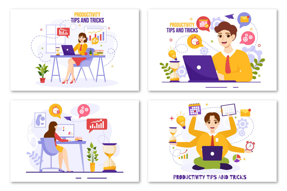 13 Productivity Tips and Trick FREE Illustrations alternate