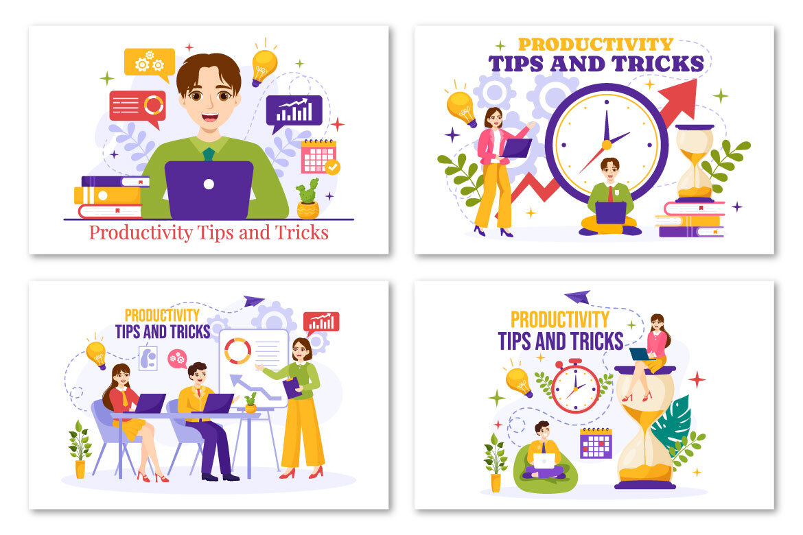 13 Productivity Tips and Trick FREE Illustrations - view 3