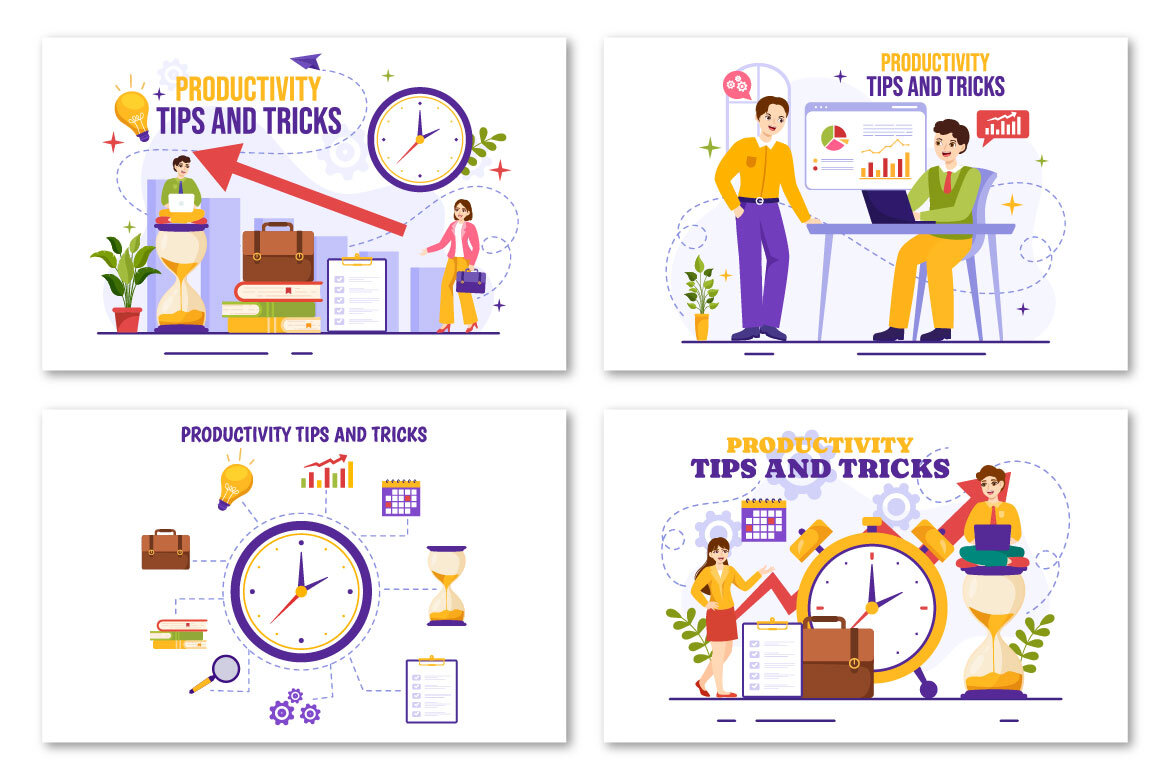 13 Productivity Tips and Trick FREE Illustrations - view 4