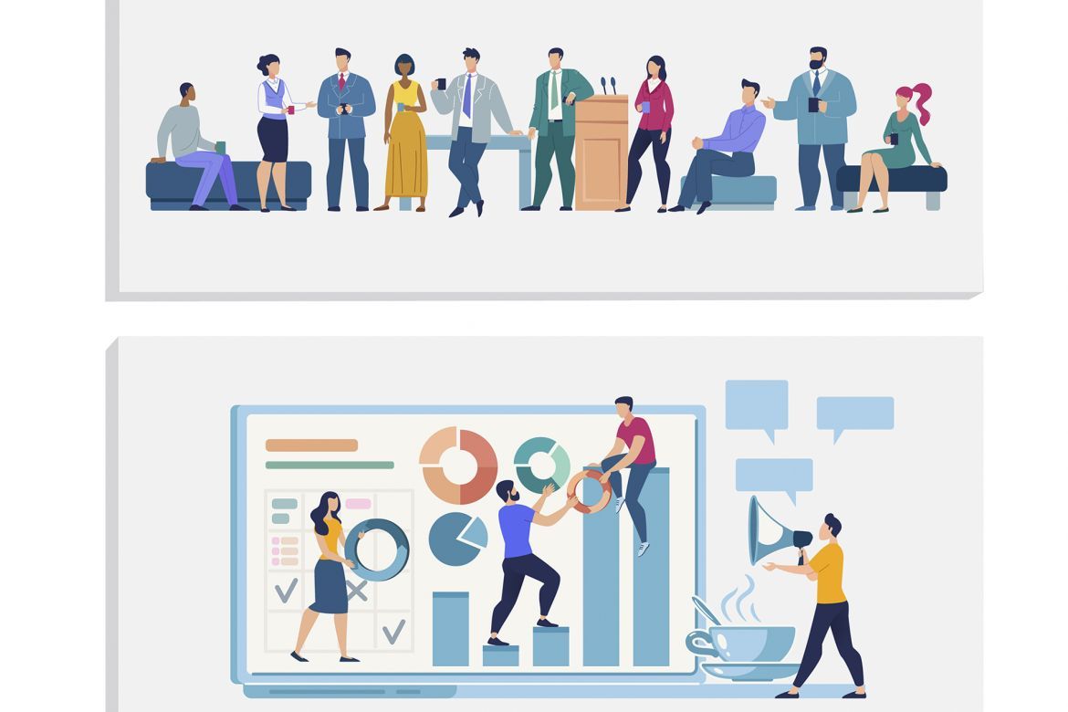 Business Meeting Scene Flat Vector alternate