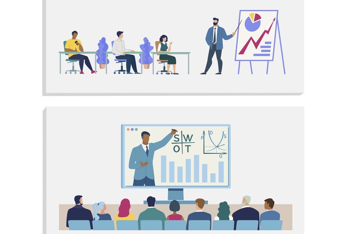 Business Meeting Scene Flat Vector - view 3