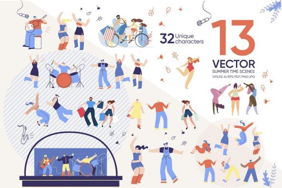 Summer Time Flat Collection 32 Characters