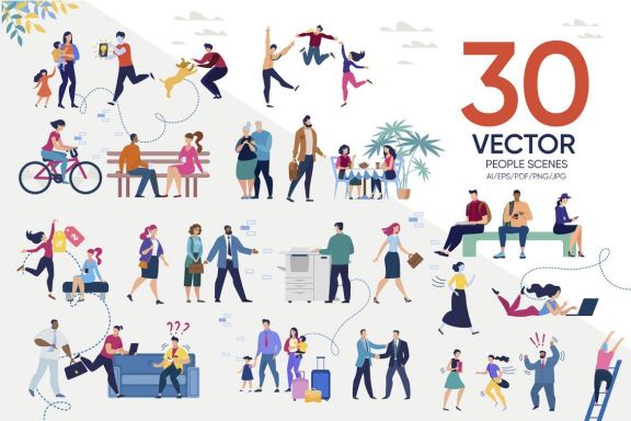 People Scenes Flat Collection