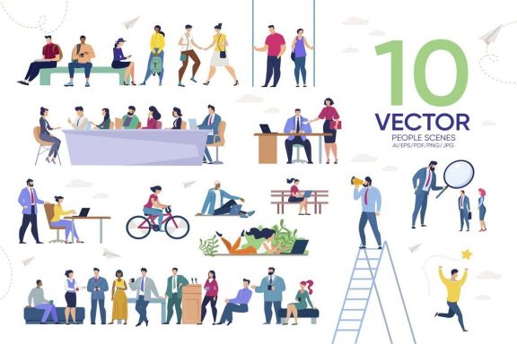 People Scenes Flat Collection