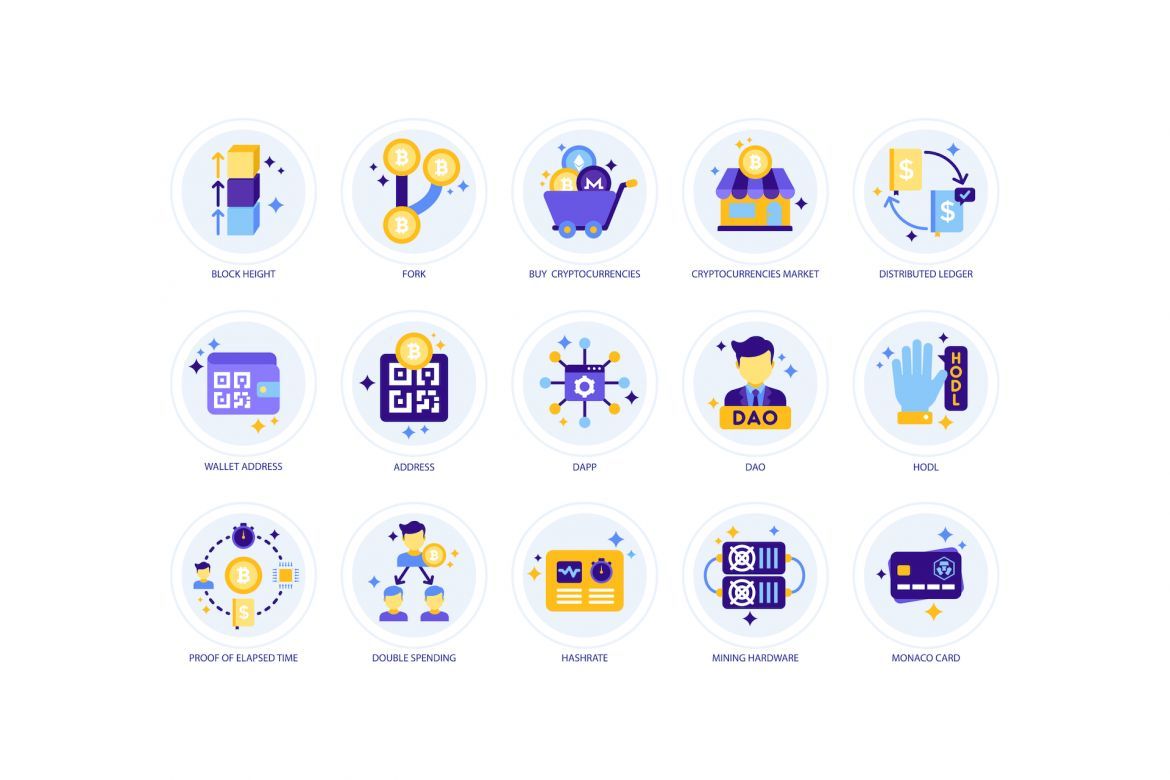 105 Cryptocurrency Icons | Lavender alternate