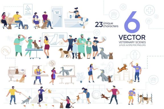 Veterinary Scene Flat Collection
