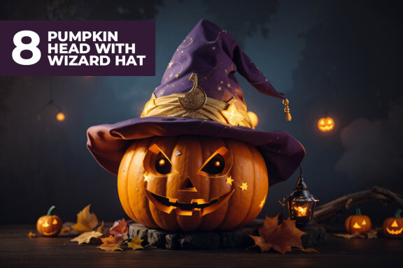 8 Pumpkin with Wizard Hat FREE Stock Images