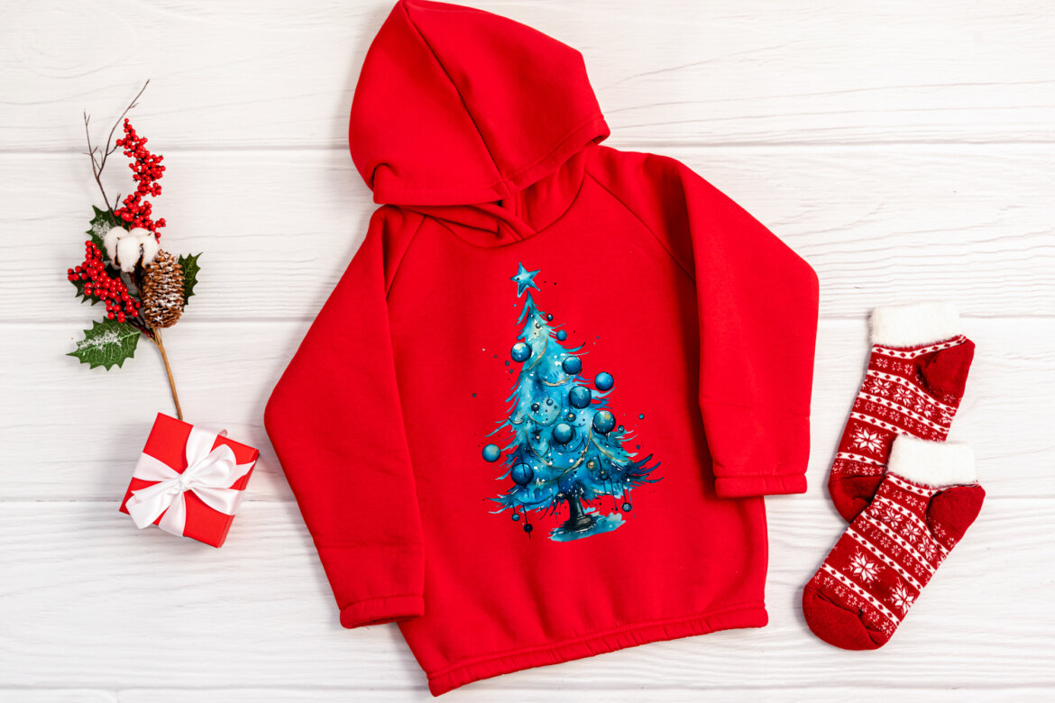 Watercolor Christmas Trees Sublimation Clipart - view 4