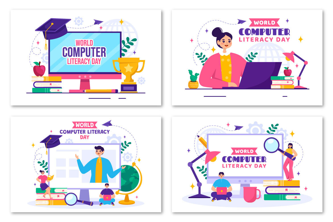 12 World Computer Literacy Day FREE Illustrations - view 3