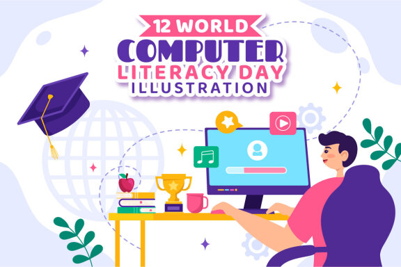 12 World Computer Literacy Day FREE Illustrations