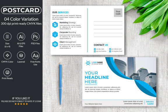 Corporate Postcard Design FREE Template