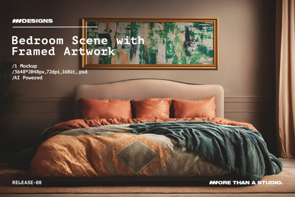 Free Bedroom Scene with Framed Artwork