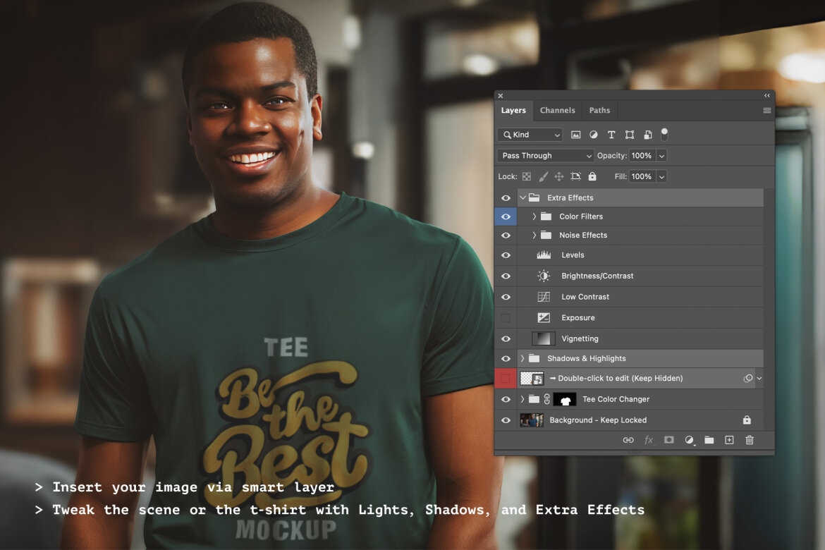 T-shirt on model Free Mockup alt