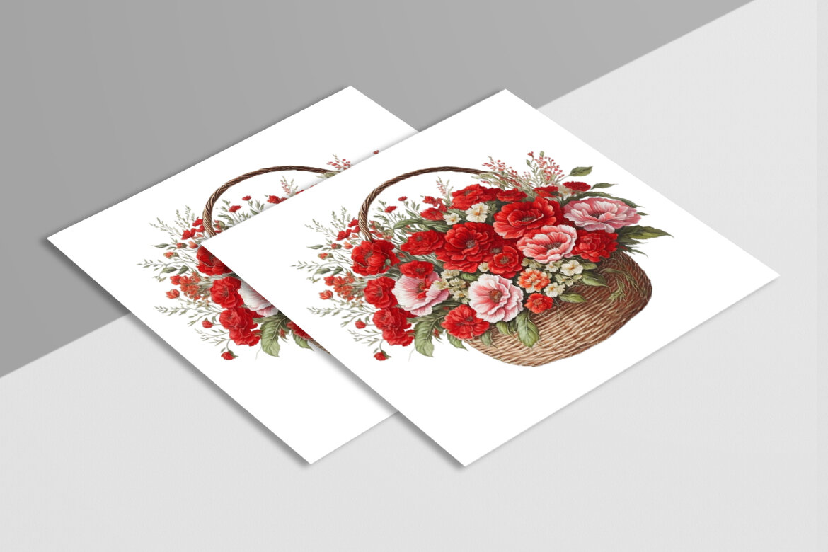 Free Watercolor Flower Baskets - view 6