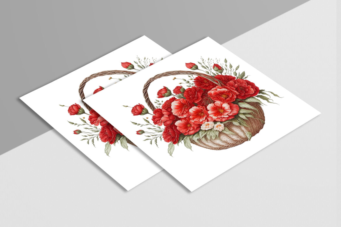 Free Watercolor Flower Baskets - view 3