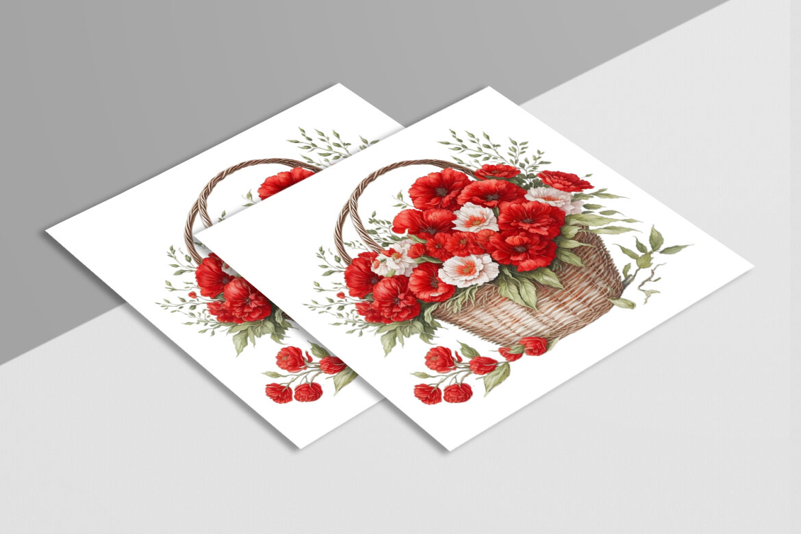 Free Watercolor Flower Baskets - view 7